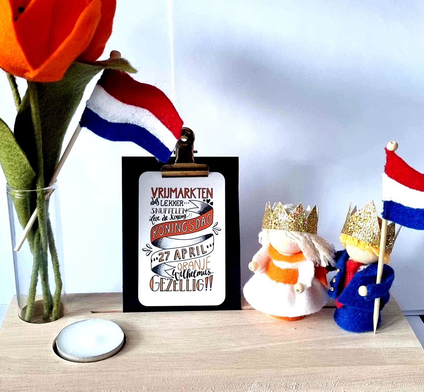 Groot plankje voor vaasje en waxinelichtje
