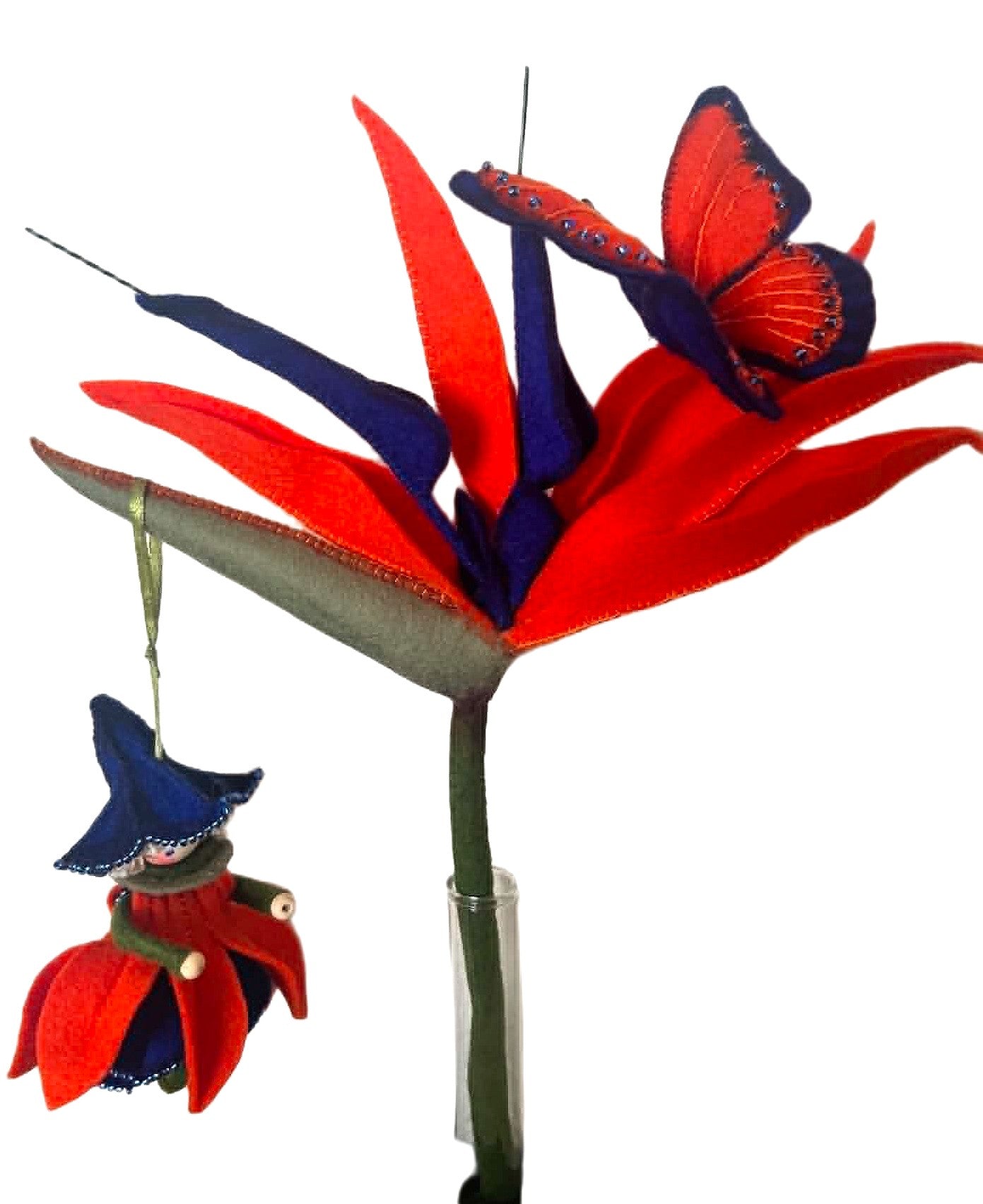 Bloemenhanger Strelitzia met vlinder IETS LICHTER ORANJE