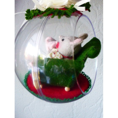 Kerstbol "Kerstmuisje" (grote bol 12 cm)