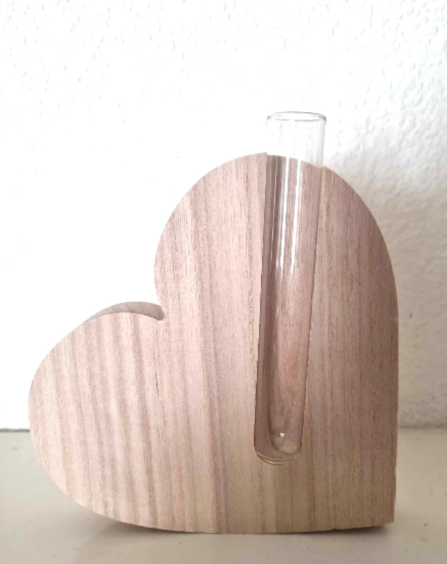 Houten vaasje hart