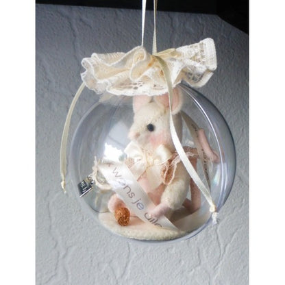 Nostalgische bol met wensmuisje ( kleine bol 8 cm)