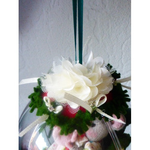 Kerstbol "Kerstmuisje" (grote bol 12 cm)