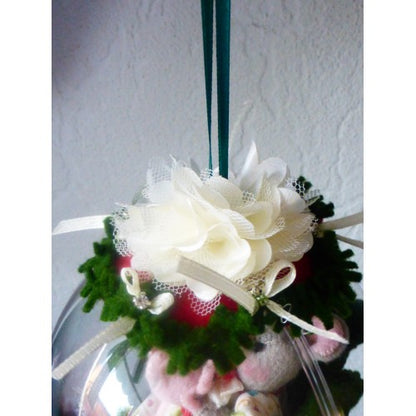 Kerstbol "Kerstmuisje" (grote bol 12 cm)